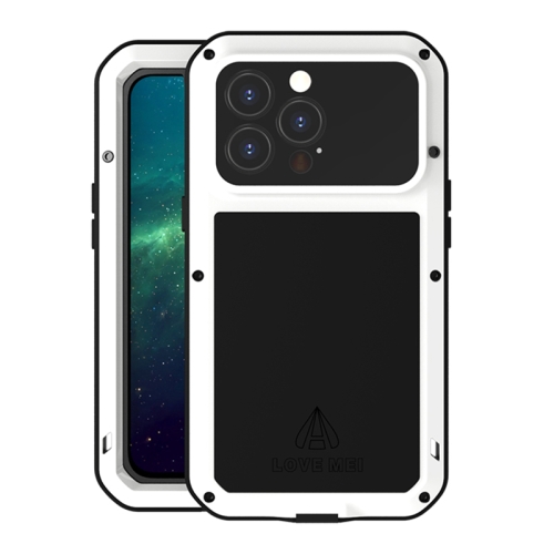 LOVE MEI Metal Shockproof Waterproof Dustproof Protective Phone Case For iPhone 13 Pro(White)
