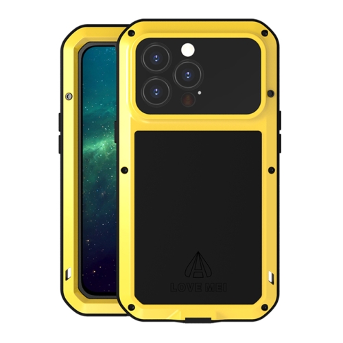 LOVE MEI Metal Shockproof Waterproof Dustproof Protective Phone Case For iPhone 13 Pro(Yellow)