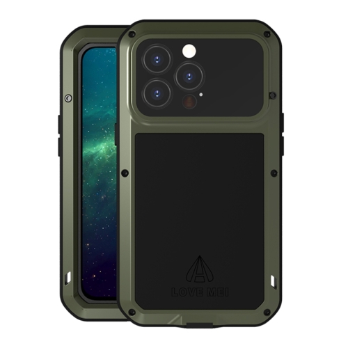 LOVE MEI Metal Shockproof Waterproof Dustproof Protective Phone Case For iPhone 13 Pro(Army Green)