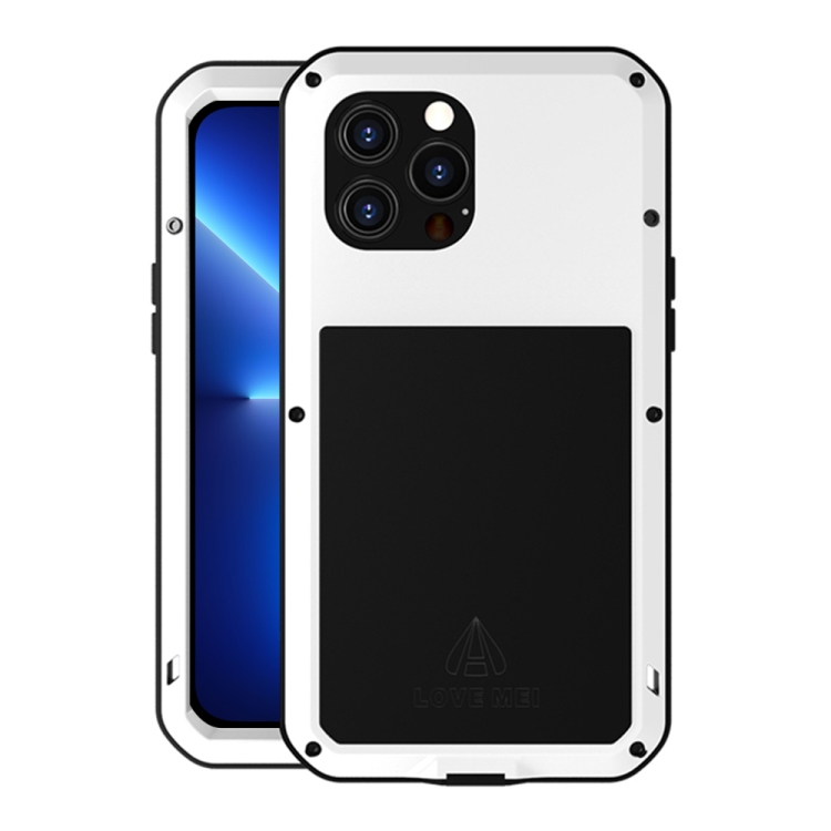 

LOVE MEI Metal Shockproof Waterproof Dustproof Protective Phone Case For iPhone 13 Pro Max(White)