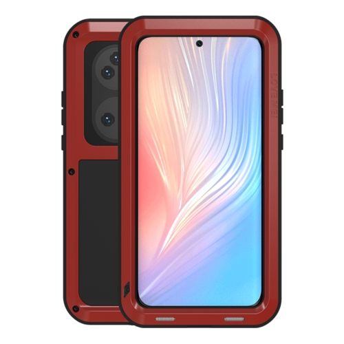 

For Huawei P50 Pro LOVE MEI Metal Shockproof Waterproof Dustproof Protective Phone Case without Glass(Red)