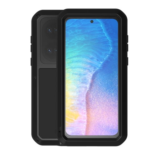 For Huawei P50 LOVE MEI Metal Shockproof Waterproof Dustproof Protective Phone Case with Glass(Black)