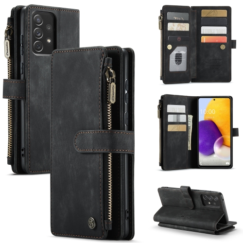 

For Samsung Galaxy A72 CaseMe-C30 Multifunctional Horizontal Flip PU + TPU Phone Case(Black)