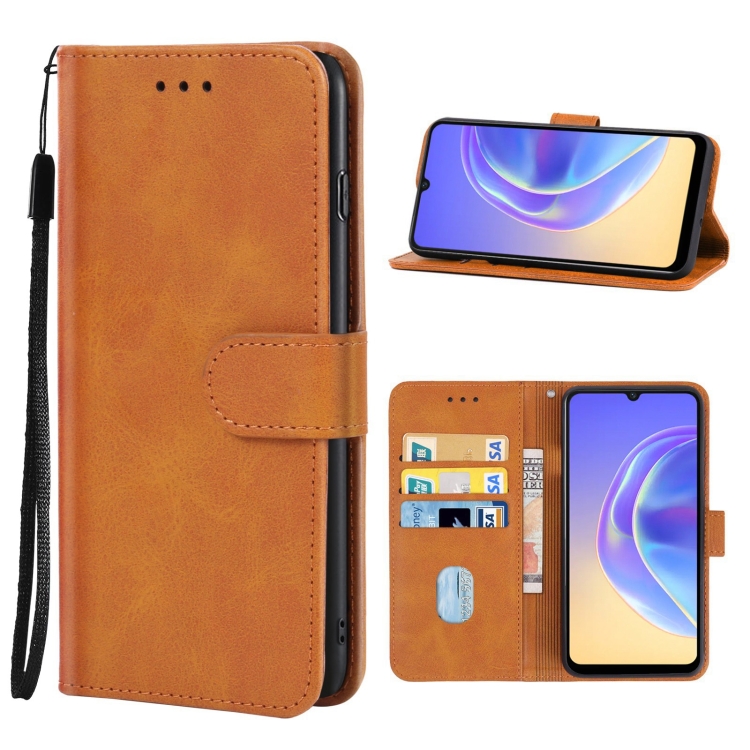 

Leather Phone Case For vivo V21e 4G / Y73 2021 Big Hole Version(Brown)