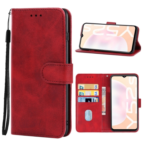 Leather Phone Case For vivo Y52s 5G CN Version/iQOO U3/U3x/Y31S 5G(Red)