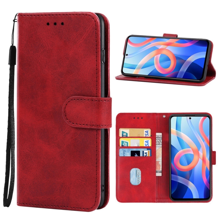 

Leather Phone Case For Xiaomi Redmi Note 11 5G / Poco M4 Pro 5G(Red)