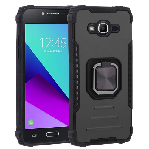 

For Samsung Galaxy J2 Prime G532 Fine Hole Version Fierce Warrior Series Armor All-inclusive Shockproof Aluminum Alloy + TPU Phone Case with Ring Holder(Black)