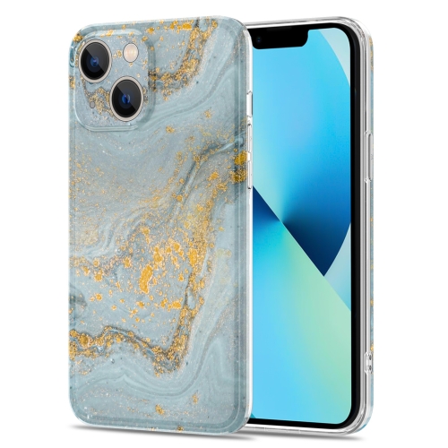 

TPU Gilt Marble Pattern Phone Case For iPhone 13(Light Blue)