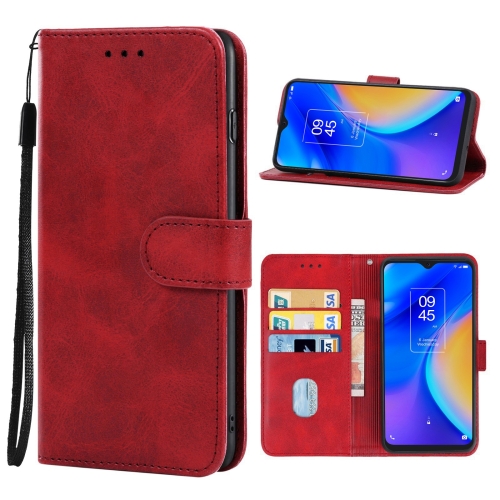 

Leather Phone Case For TCL 20 SE(Red)