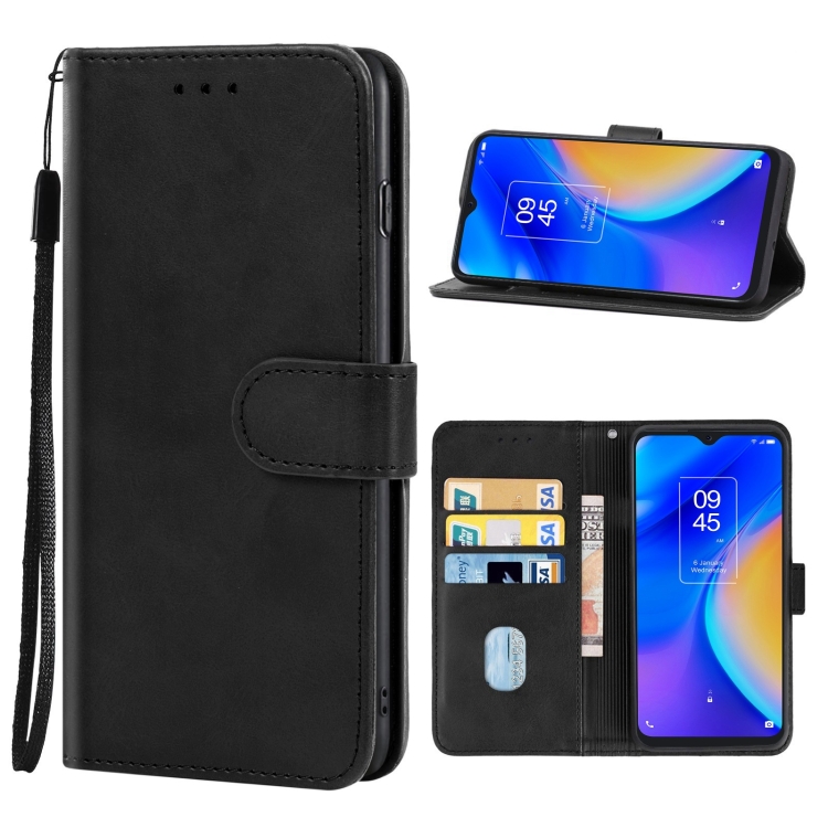 

Leather Phone Case For TCL 20 SE(Black)