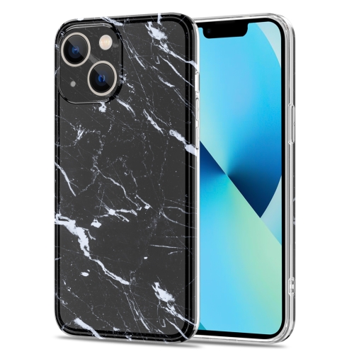 TPU Glossy Marble Pattern IMD Phone Case For iPhone 13 Pro(Black)