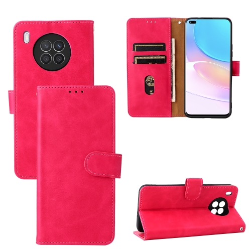 

For Huawei nova 8i / Honor 50 Lite Skin Feel Magnetic Buckle Calf Texture PU Phone Case(Rose Red)