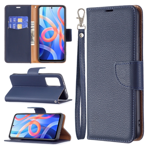 For Xiaomi Redmi Note 11 5G/Note 11T 5G/Poco M4 Pro 5G Litchi Texture Pure Color Horizontal Flip Leather Phone Case with Holder & Card Slots & Wallet & Lanyard(Dark Blue)