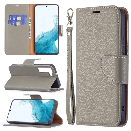 

For Samsung Galaxy S22+ 5G Litchi Texture Pure Color Horizontal Flip Leather Phone Case with Holder & Card Slots & Wallet & Lanyard(Grey)