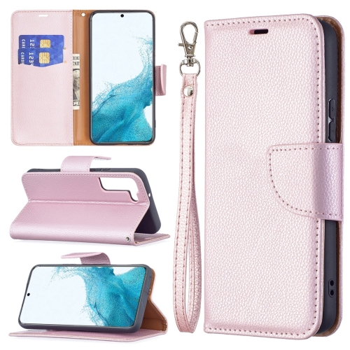 

For Samsung Galaxy S22 5G Litchi Texture Pure Color Horizontal Flip Leather Phone Case with Holder & Card Slots & Wallet & Lanyard(Rose Gold)