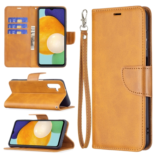 

For Samsung Galaxy A13 5G Retro Lambskin Texture Pure Color Horizontal Flip Leather Phone Case with Holder & Card Slots & Wallet & Lanyard(Yellow)