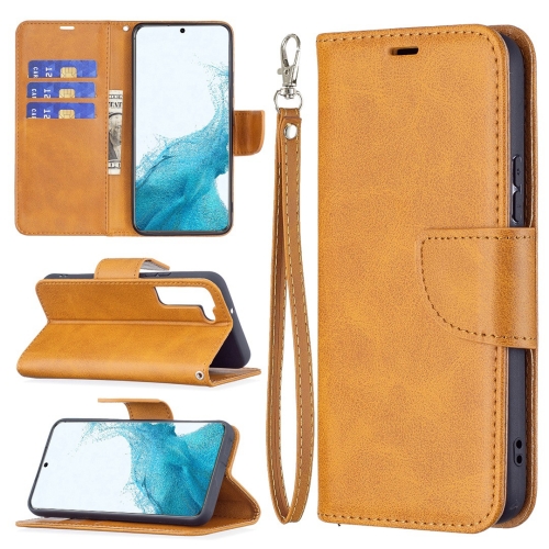 

For Samsung Galaxy S22+ 5G Retro Lambskin Texture Pure Color Horizontal Flip Leather Phone Case with Holder & Card Slots & Wallet & Lanyard(Yellow)