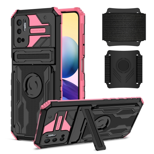 

For Xiaomi Redmi Note 10 5G Armor Wristband Phone Case(Pink)