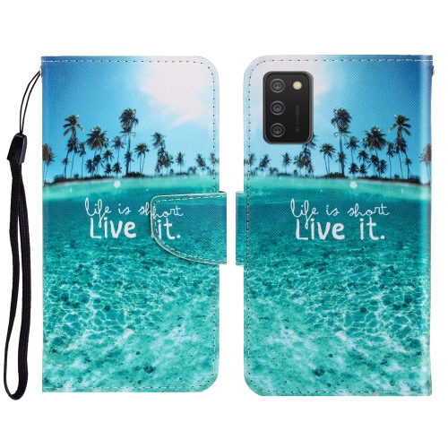 

For Sansung Galaxy A02s 166mm Version 3D Colored Drawing Horizontal Flip Leather Phone Case with Holder & Card Slots & Wallet(Coconut Tree)
