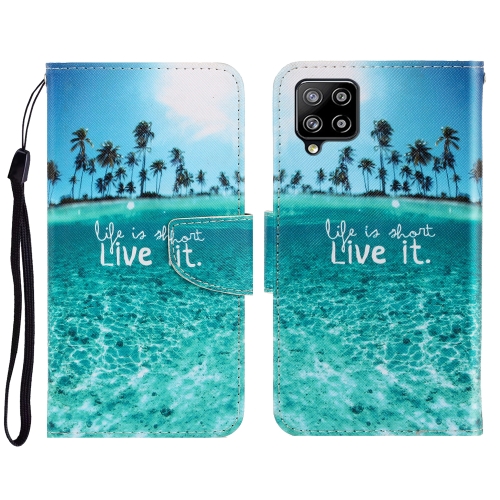 

For Samsung Galaxy A12 3D Colored Drawing Horizontal Flip Leather Phone Case with Holder & Card Slots & Wallet(Coconut Tree)