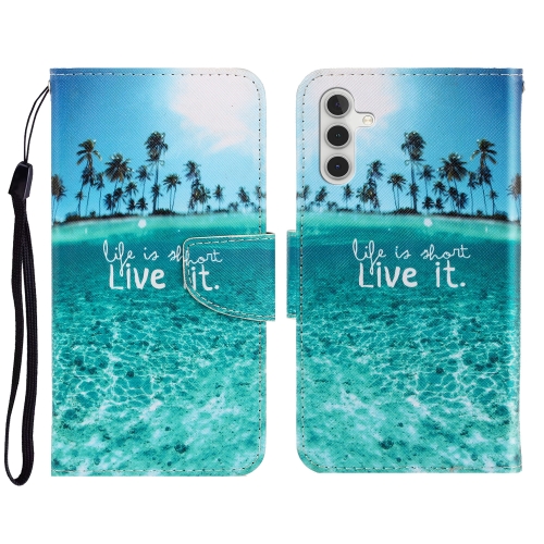 

For Sansung Galaxy A13 5G 3D Colored Drawing Horizontal Flip Leather Phone Case with Holder & Card Slots & Wallet(Coconut Tree)