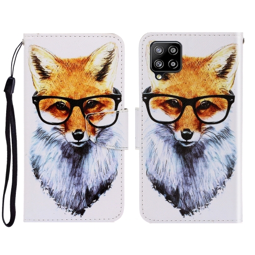 For Sansung Galaxy A22 4G 3D Colored Drawing Horizontal Flip Leather Phone Case with Holder & Card Slots & Wallet(Fox)