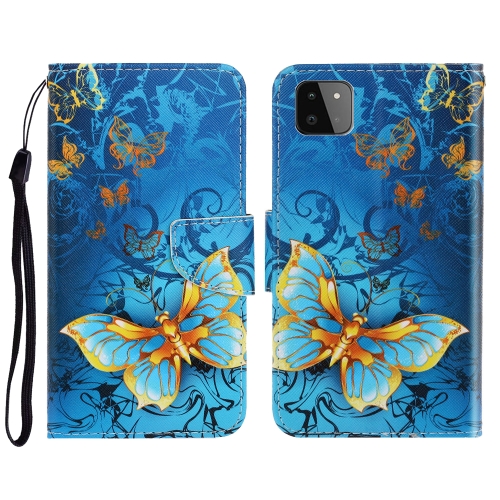 For Sansung Galaxy A22 5G 3D Colored Drawing Horizontal Flip Leather Phone Case with Holder & Card Slots & Wallet(Jade Butterfly)