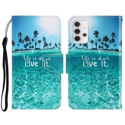 

For Samsung Galaxy A32 5G 3D Colored Drawing Horizontal Flip Leather Phone Case with Holder & Card Slots & Wallet(Coconut Tree)