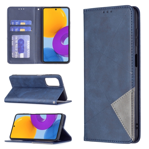 

For Samsung Galaxy M52 5G Prismatic Invisible Magnetic Horizontal Flip Phone Leather Case with Holder & Card Slots & Photo Frame(Blue)