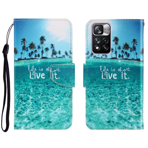 

For Xiaomi Redmi Note 11 Pro 3D Colored Drawing Horizontal Flip Leather Phone Case(Coconut Tree)