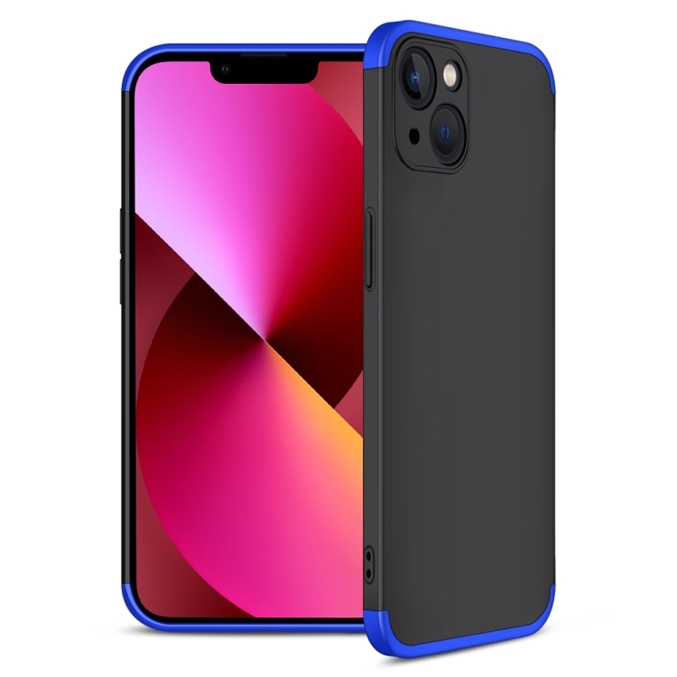

GKK Three Stage Splicing Full Coverage PC Phone Case For iPhone 13(Black Blue)