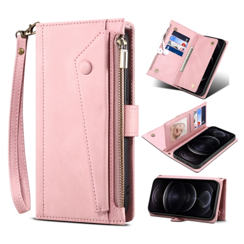 

For Samsung Galaxy S22 Ultra 5G Retro Frosted Horizontal Flip Leather Phone Case with Holder & Card Slot & Wallet & Zipper Pocket & Lanyard(Rose Gold)