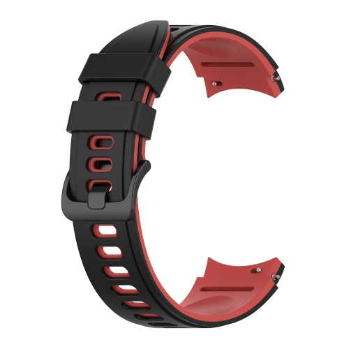 

For Samsung Galaxy Watch4 Classic 42mm / 46mm Two-color Silicone Strap Watch Band(Black Red)