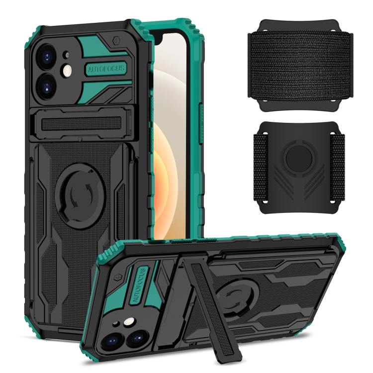 

Armor Wristband Phone Case For iPhone 12(Deep Green)