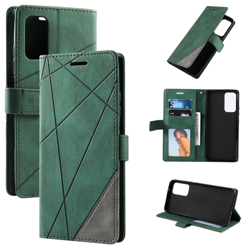 

For Samsung Galaxy A03s EU Version Skin Feel Splicing Horizontal Flip Leather Phone Case(Green)