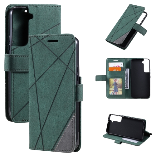 

For Samsung Galaxy S22+ 5G Skin Feel Splicing Horizontal Flip Leather Phone Case(Green)