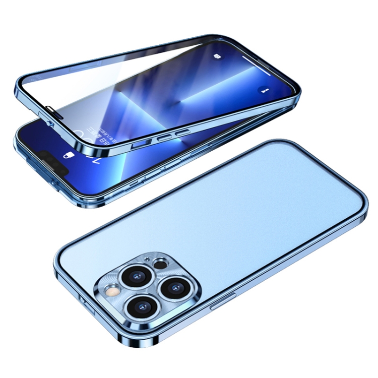 

Buckle Installation Double-sided Protective Phone Case For iPhone 13 Pro(Blue)