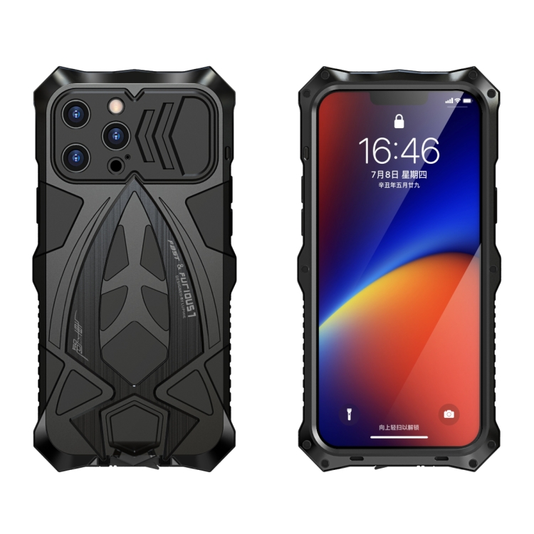 

Sports Car Metal + Silicone Anti-fall Shockproof Anti-scratch Phone Case For iPhone 13 Pro Max(Black)
