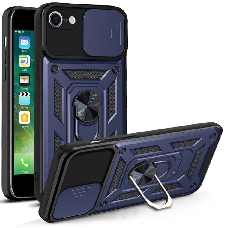 

For iPhone SE 2022 / SE 2020 / 8 / 7 Sliding Camera Cover Design TPU+PC Phone Protective Case(Blue)