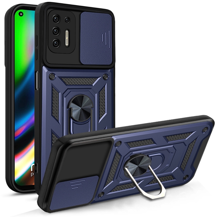 

For Motorola Moto G9 Plus Sliding Camera Cover Design TPU+PC Phone Protective Case(Blue)