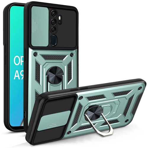 

For OPPO A9 2020/A5 2020 Sliding Camera Cover Design TPU+PC Phone Protective Case(Dark Green)