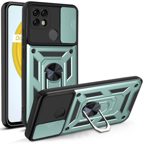 

For OPPO Realme C21/C20/C11 2021 Sliding Camera Cover Design TPU+PC Phone Protective Case(Dark Green)