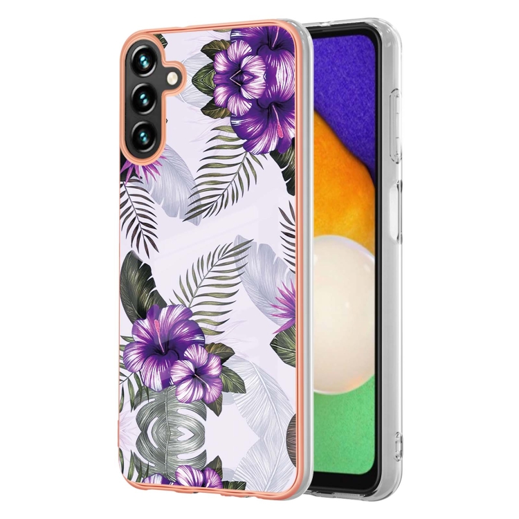 

For Samsung Galaxy A13 5G Electroplating IMD TPU Phone Case(Purple Flower)