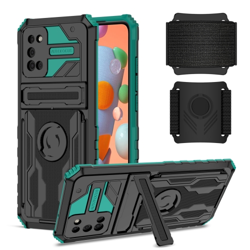 

For Samsung Galaxy A02s Armor Wristband Phone Case(Deep Green)
