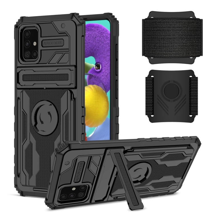 

For Samsung Galaxy A51 / A31 Kickstand Detachable Armband Phone Case(Black)