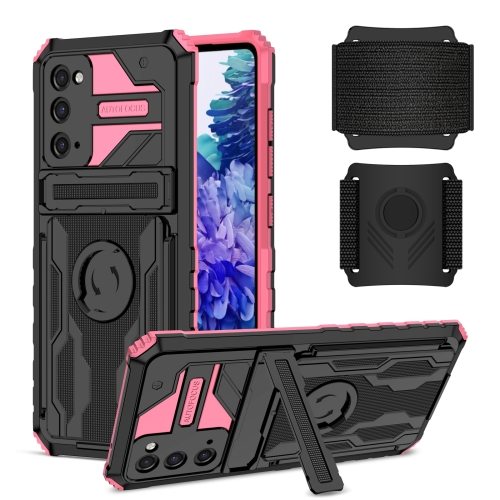 

For Samsung Galaxy S20 FE Kickstand Detachable Armband Phone Case(Pink)