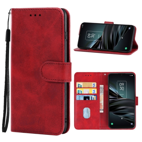 

Leather Phone Case For TCL 20XE(Red)