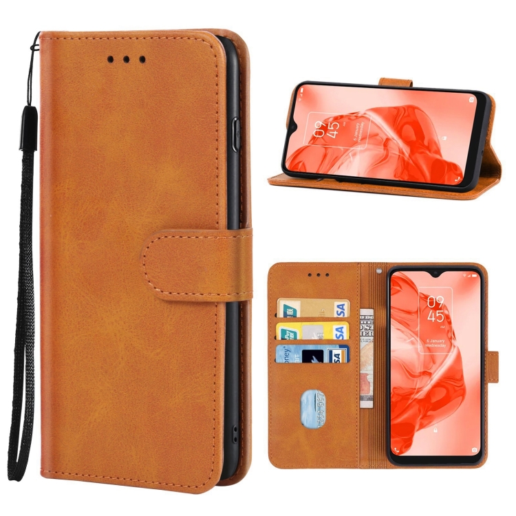 

Leather Phone Case For TCL 205(Brown)