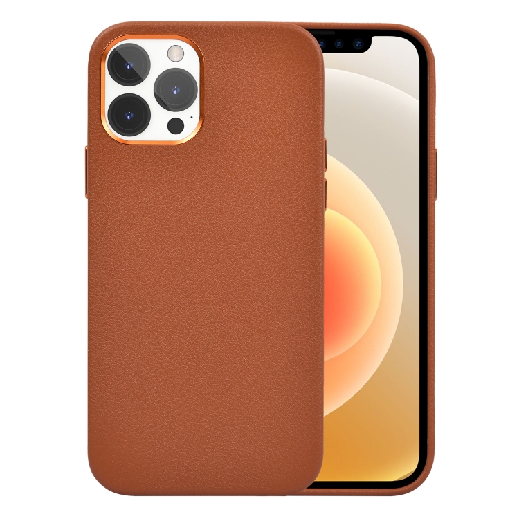 

WiWU PC + Calfskin Genuine Leather Phone Case For iPhone 12 Pro Max(Brown)
