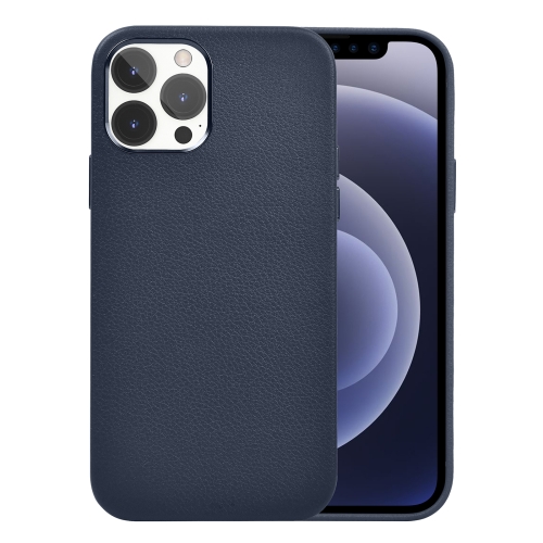 WiWU PC + Calfskin Genuine Leather Phone Case For iPhone 13 Pro Max(Navy Blue)